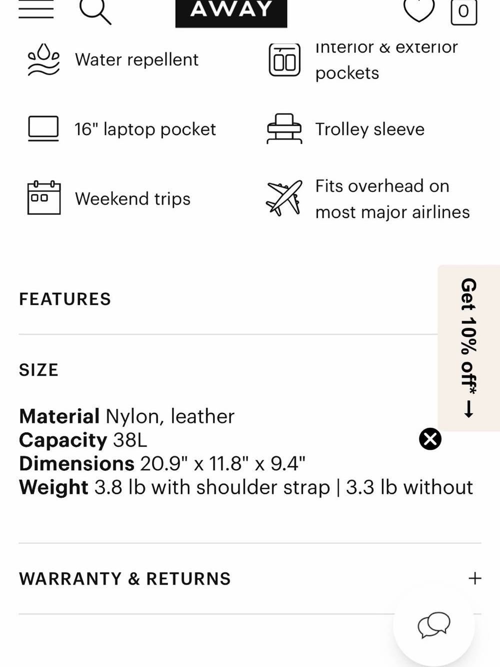 Away Weekender- Black Duffel Bag - Picture 8 of 8